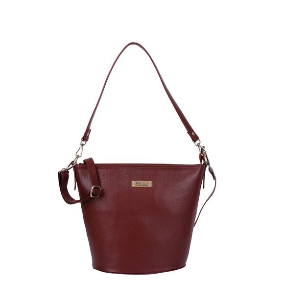 Leather Bucket Hobo Shoulder Bag for Women – Brown Ladies Crossbody Sling Bag - Picture 1 of 10